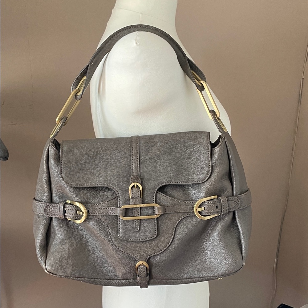 Jimmy choo Classic Leather Shoulder Bag in Taupe